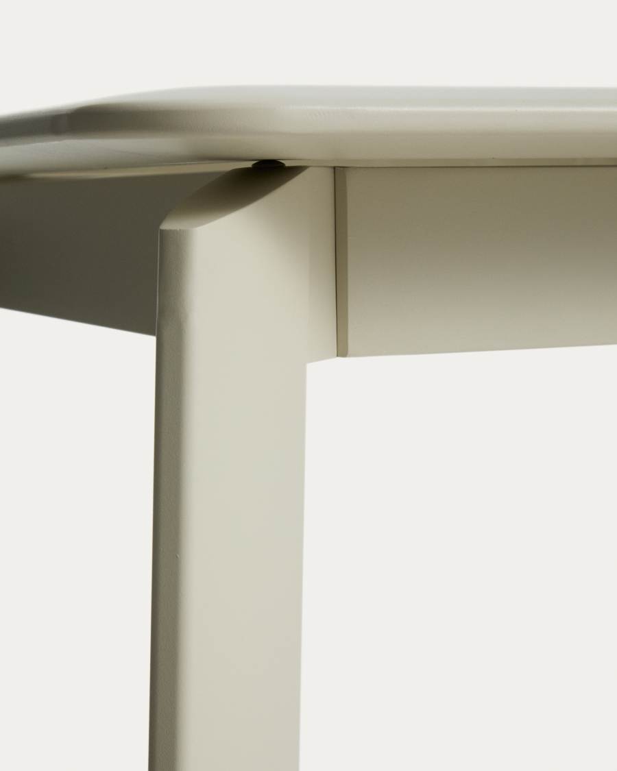 Set with Brela aluminium extendable table and 6 Livadia stackable chairs in ecru aluminium and synthetic rope cord 205(287) x 100cm