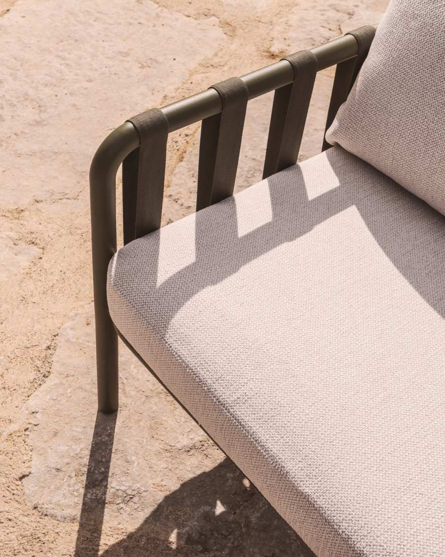 Ensemble Omala composé d’un canapé 2 places et 2 fauteuils en corde et aluminium vert