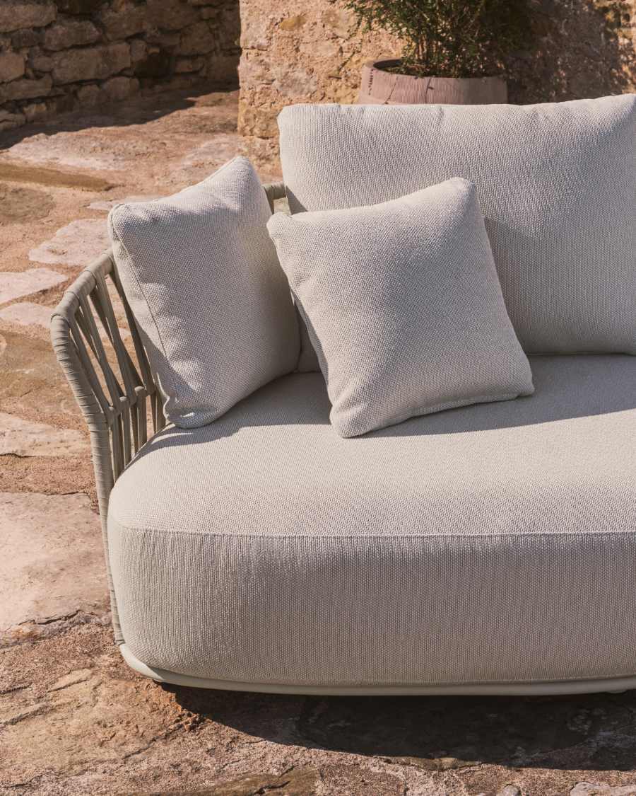 Osani ecru 2-seater sofa with taupe rope cord 170cm