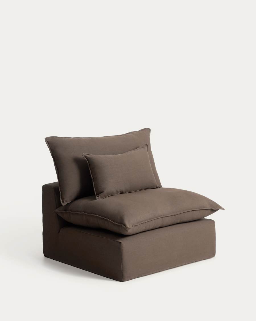 Poltrona sfoderabile Anarela in lino e viscosa tortora 110 cm FSC Mix Credit