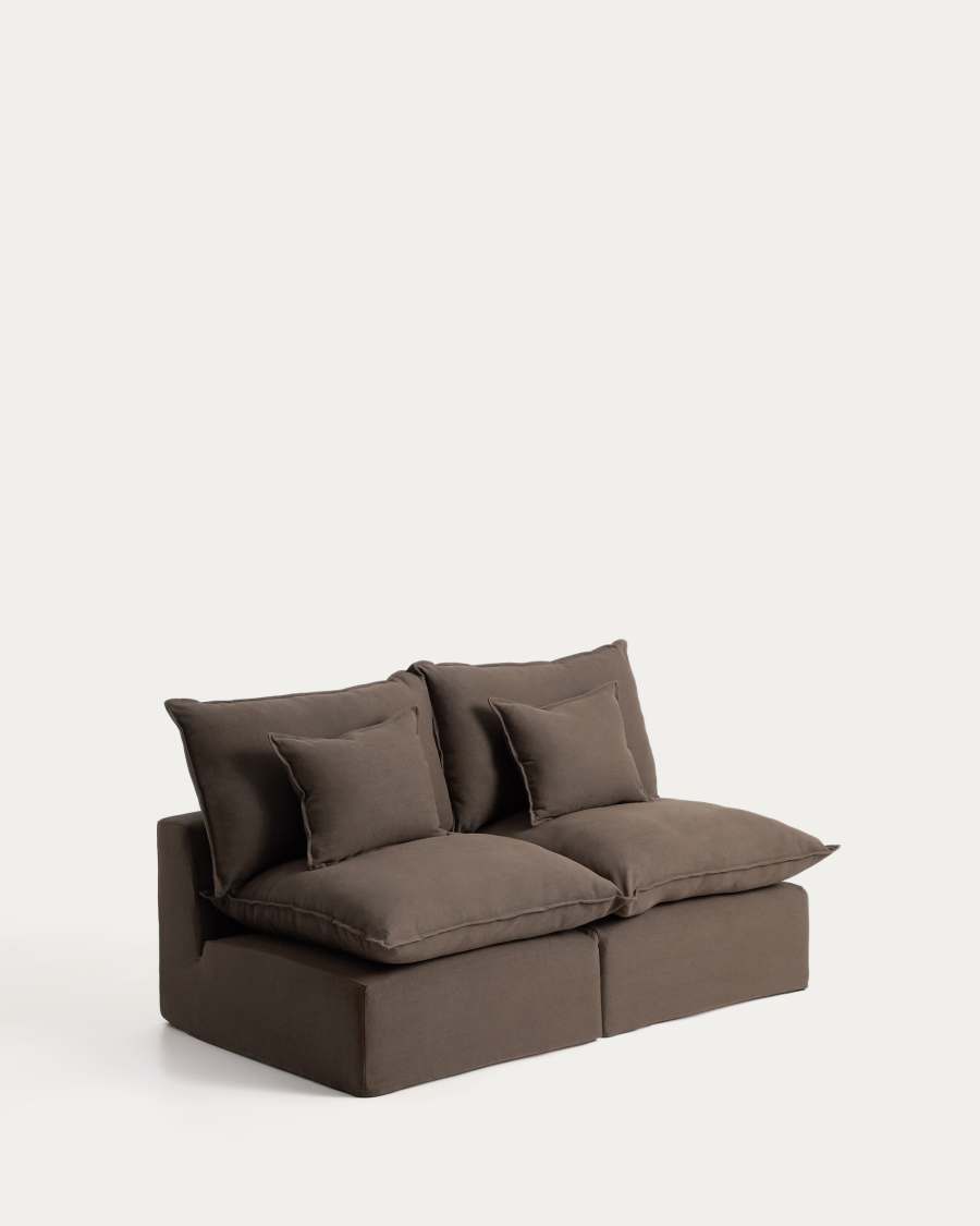 Divano modulare sfoderabile Anarela 2 posti in lino tortora 180 cm FSC Mix Credit