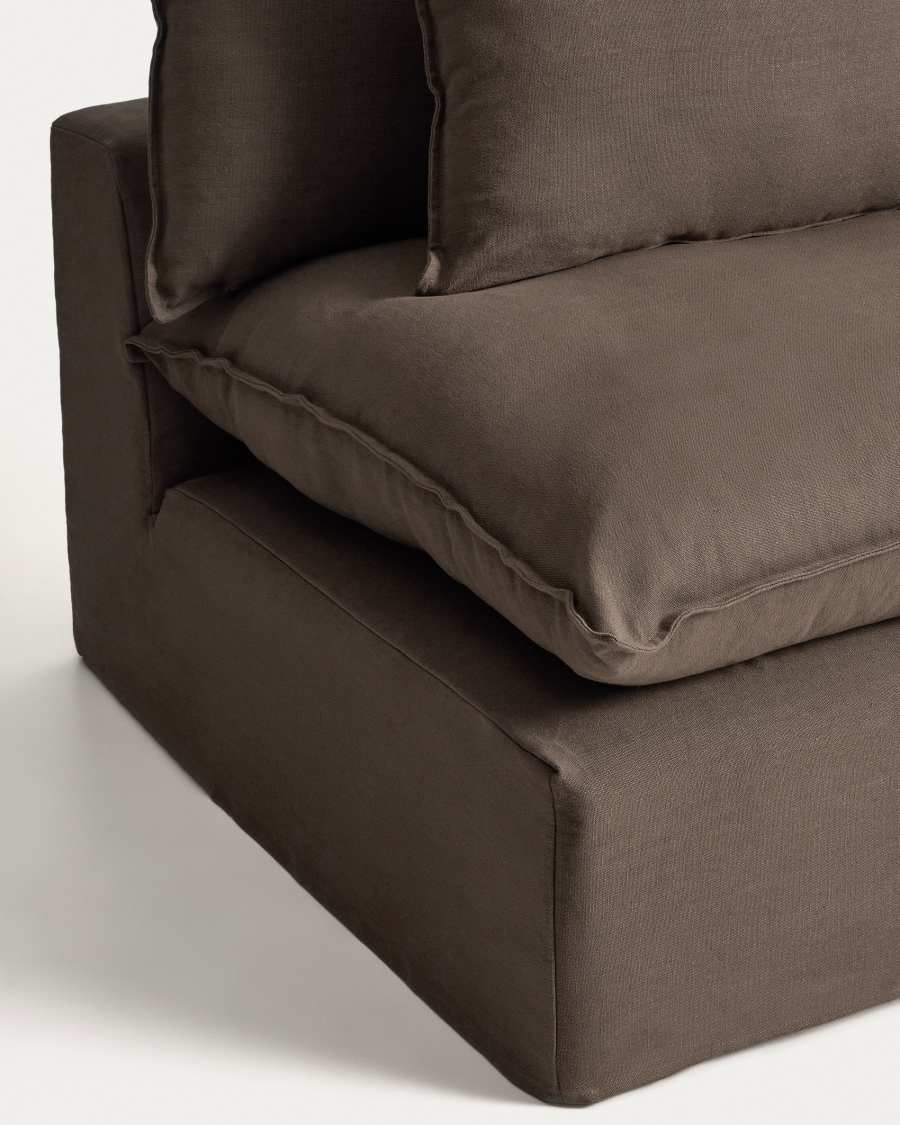 Poltrona sfoderabile Anarela in lino e viscosa tortora 110 cm FSC Mix Credit