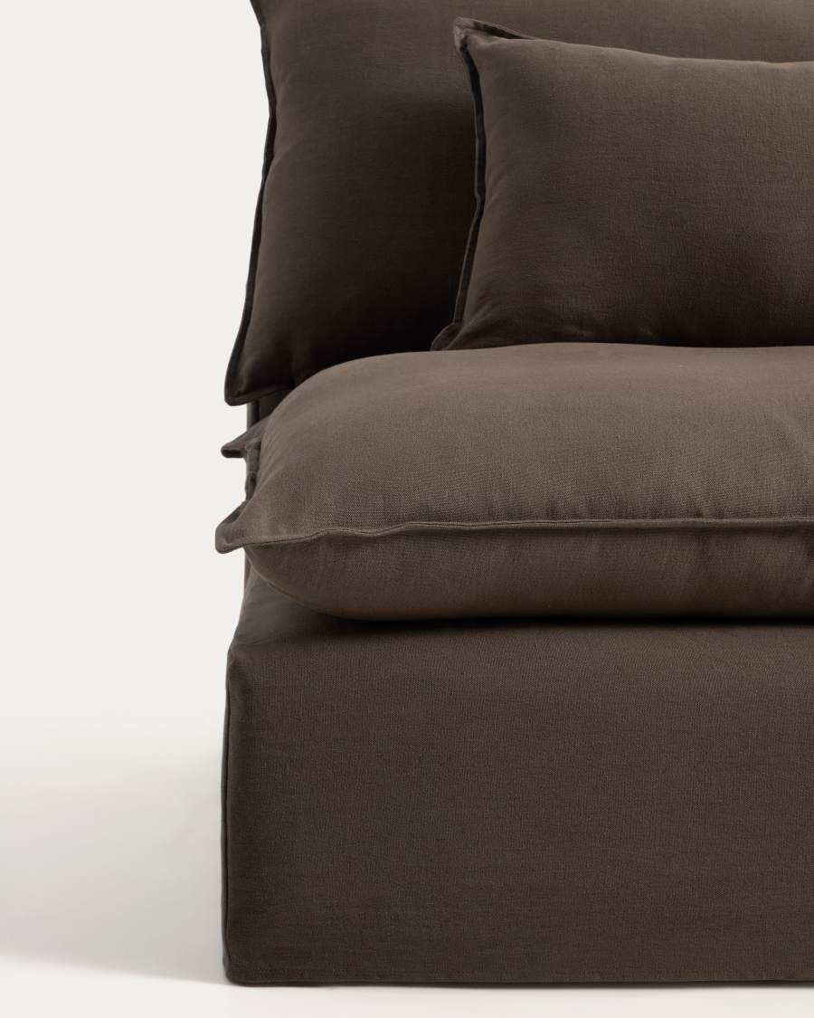 Divano modulare sfoderabile Anarela 5 posti in lino tortora 370 cm FSC Mix Credit