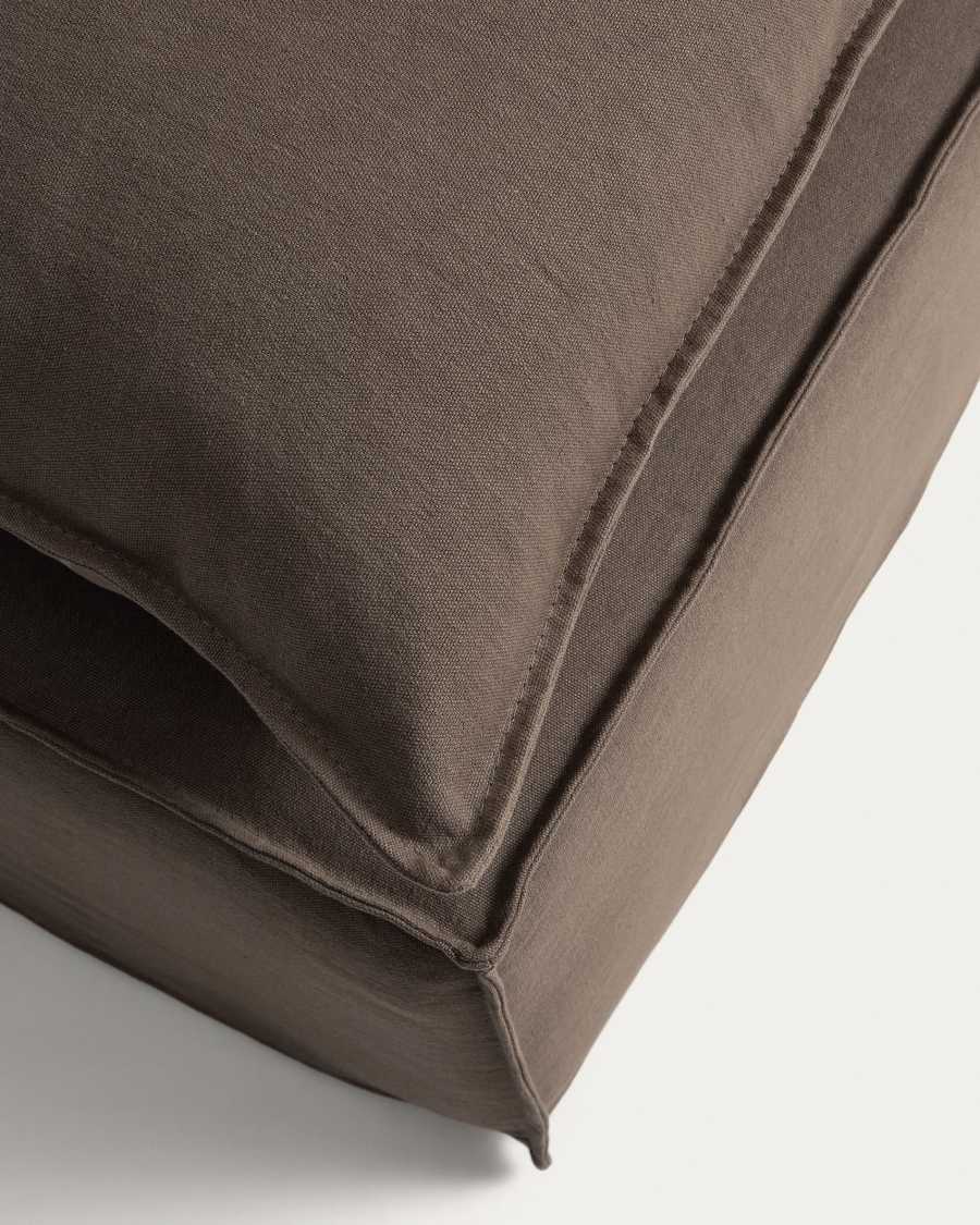 Poggiapiedi sfoderabile Anarela con cuscino in lino tortora 80 x 80 cm FSC Mix Credit