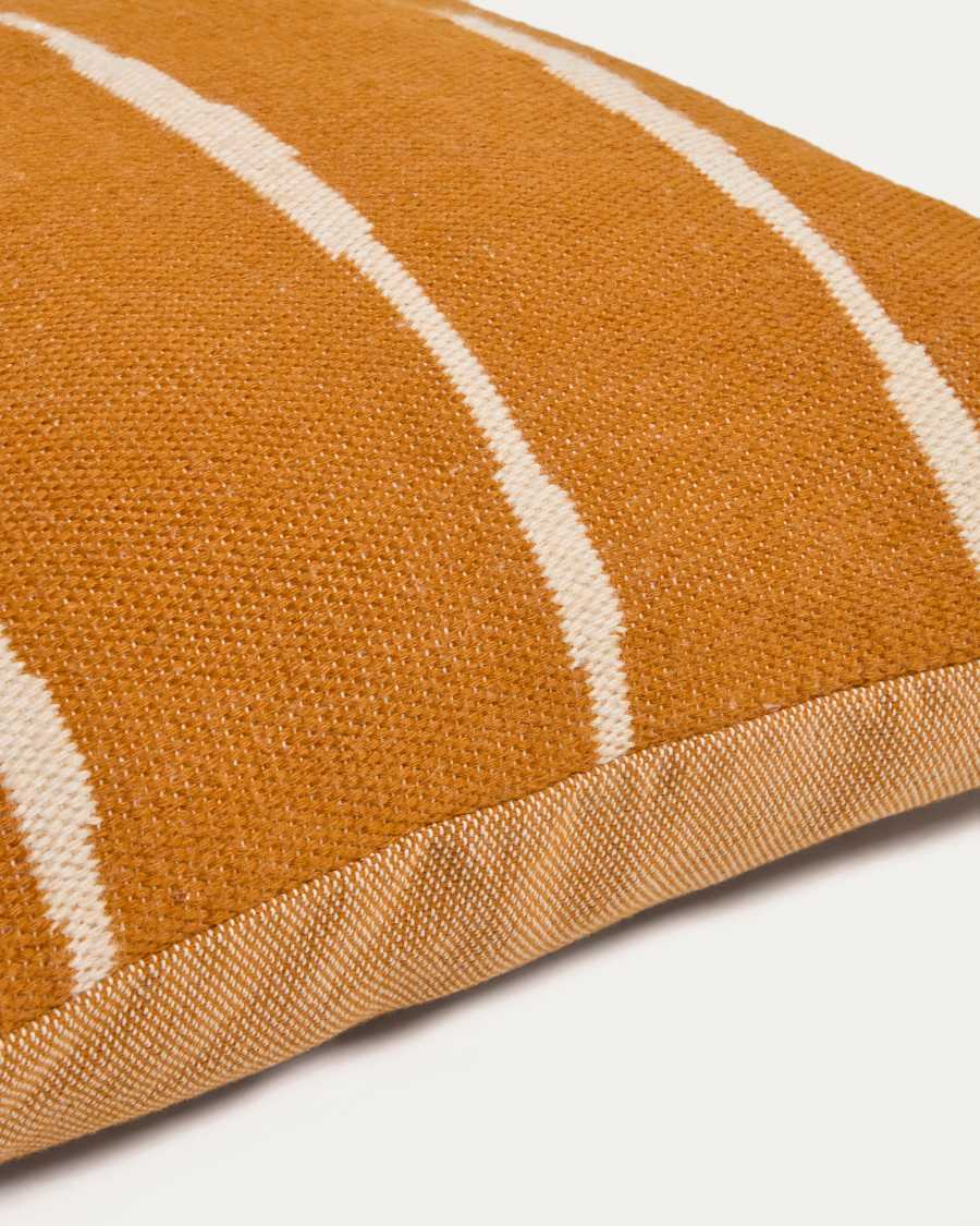 Daila orange 100% PET floor cushion cover with Ikat graphic 70 x 70 cm