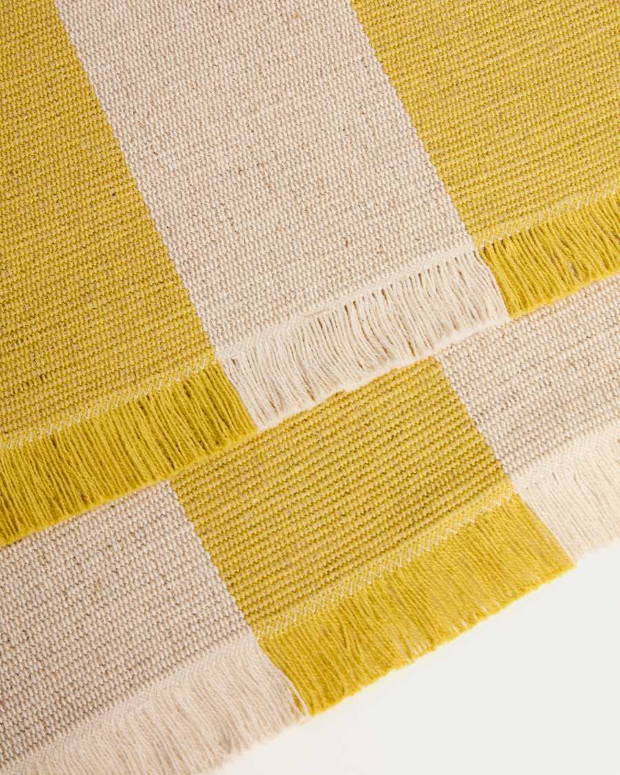 Daltan yellow striped cotton and jute table runner 50 x 150cm