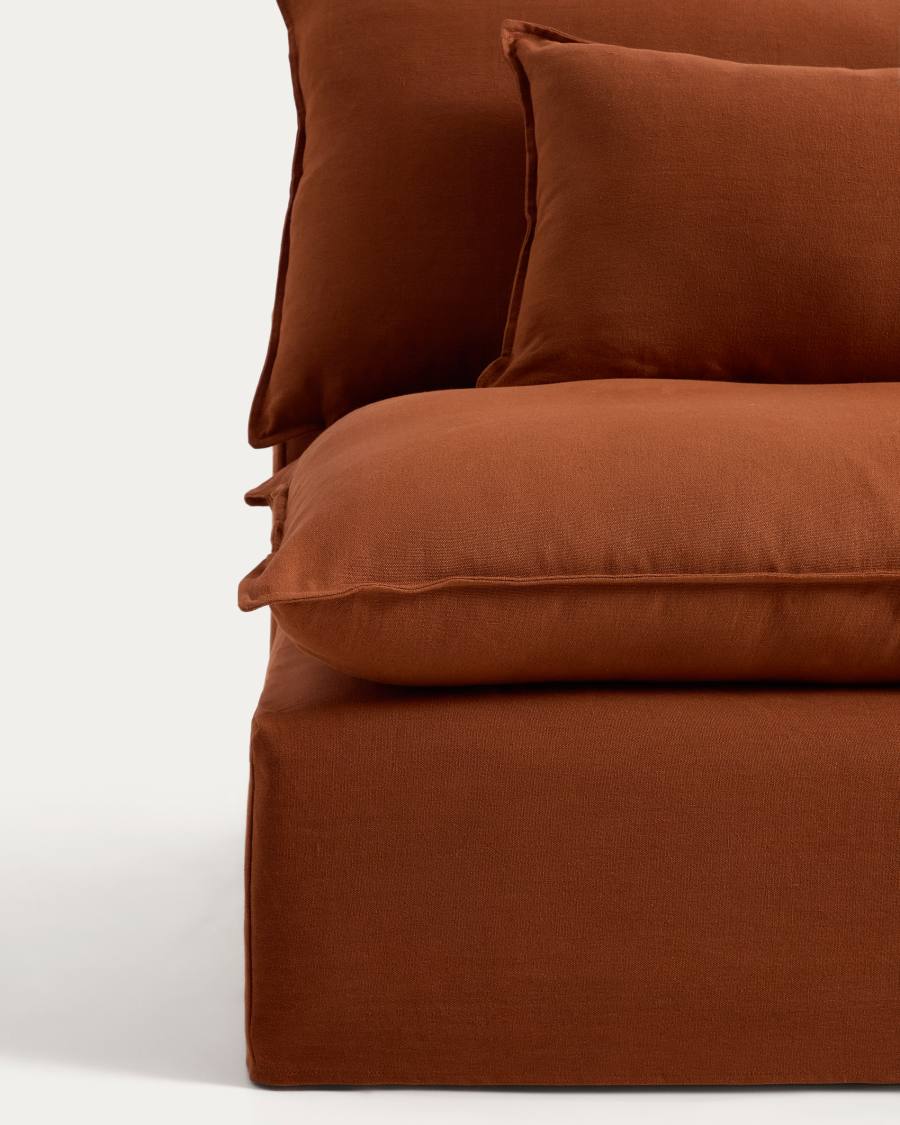 Divano modulare sfoderabile Anarela 5 posti in lino color terracotta 370 cm FSC Mix Credit