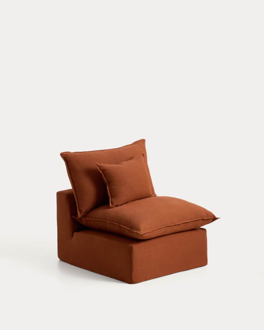 Anarela terracotta linen armchair with removable cover 90cm FSC Mix Credit