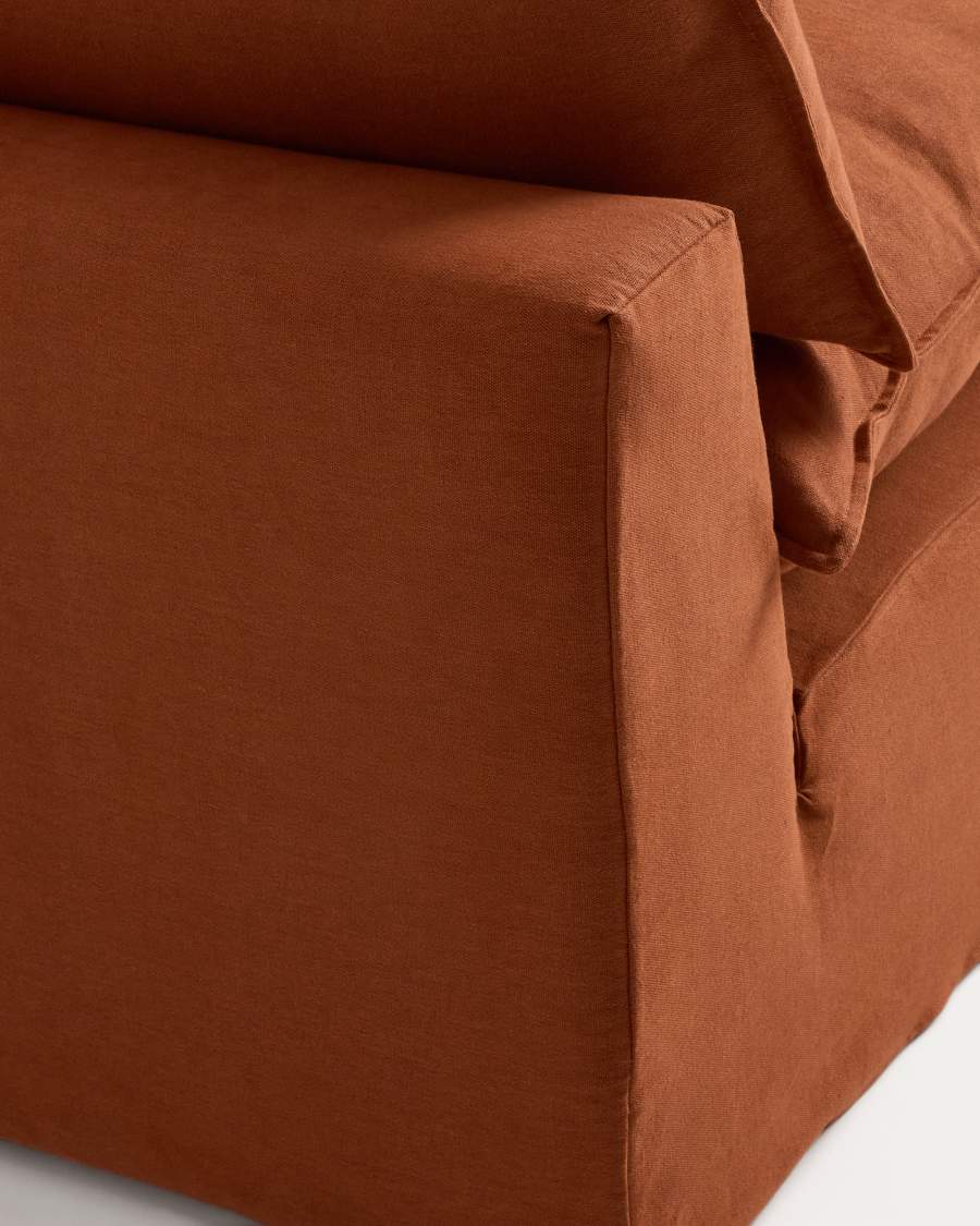Anarela terracotta linen armchair with removable cover 110cm FSC Mix Credit