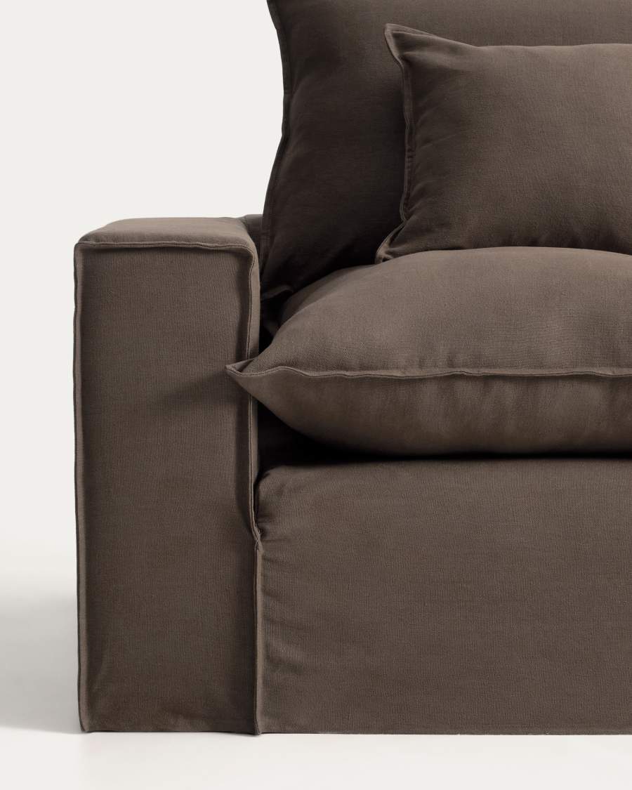 Anarela taupe linen 2-seater sofa with removable cover 220 cm FSC Mix Credit