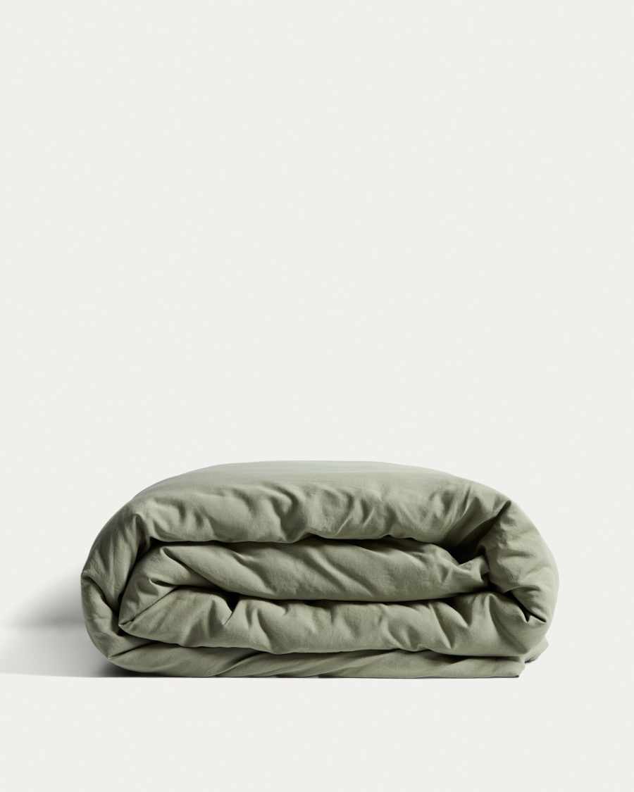 Housse de couette Sirale 100 % satin de coton fini lavé vert pour lit de 150/160 cm