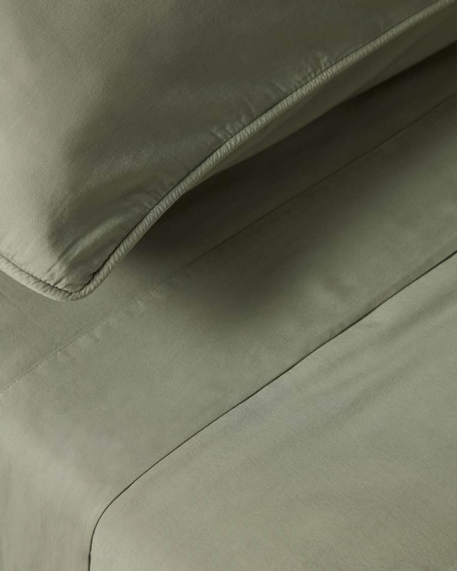 Set Sirale de 2 fundes de coixí 100% cotó setí acabat rentat verd 50 x 80 cm