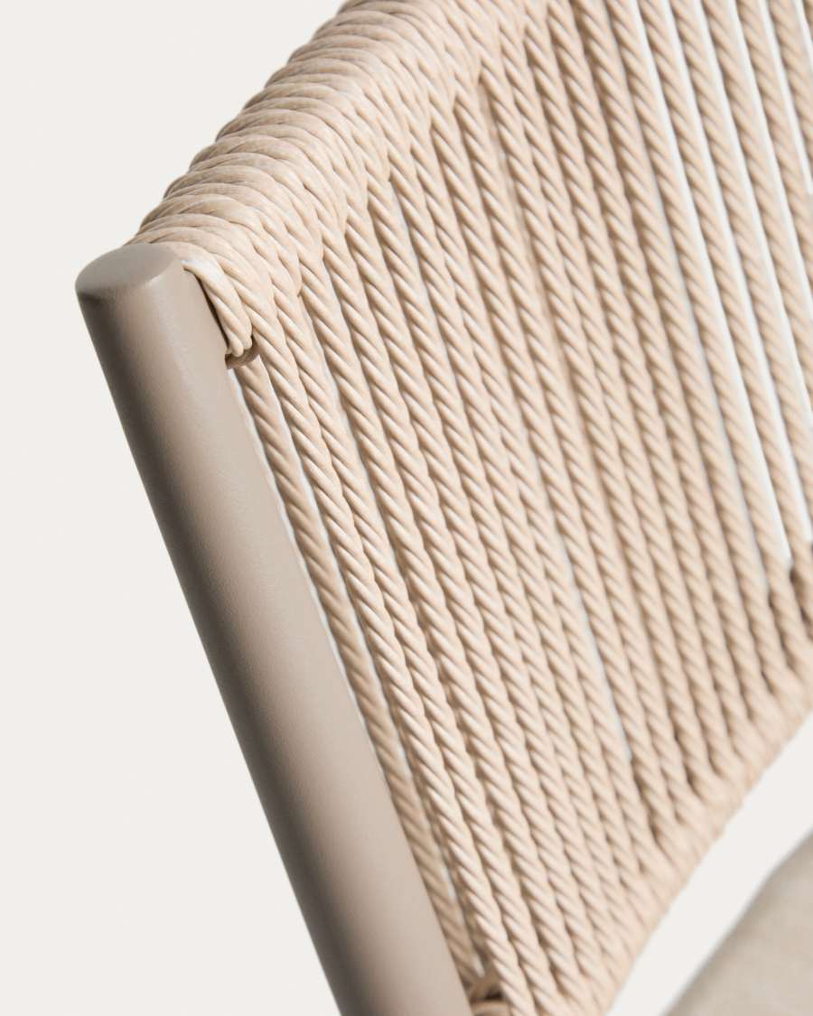 Argasi chair in taupe aluminium and beige synthetic rope cord