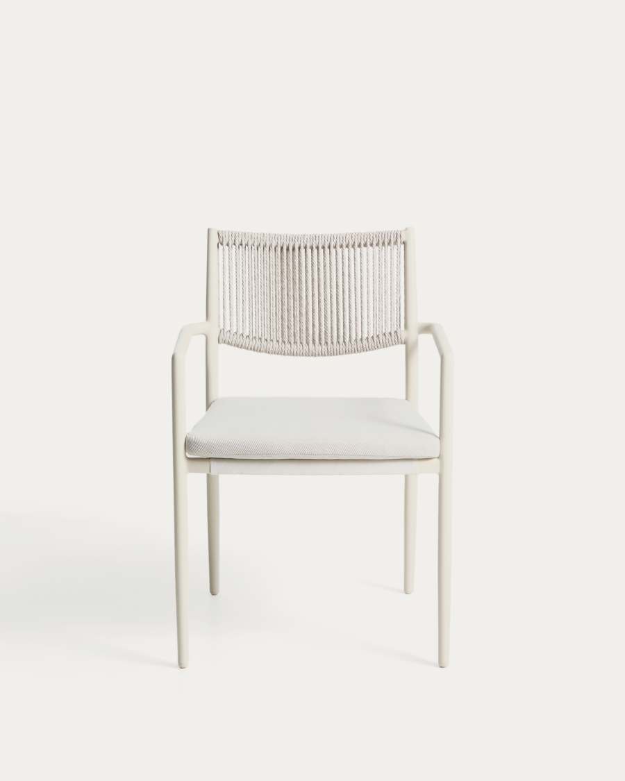 Argasi chair in ecru aluminium and grey synthetic rope cord