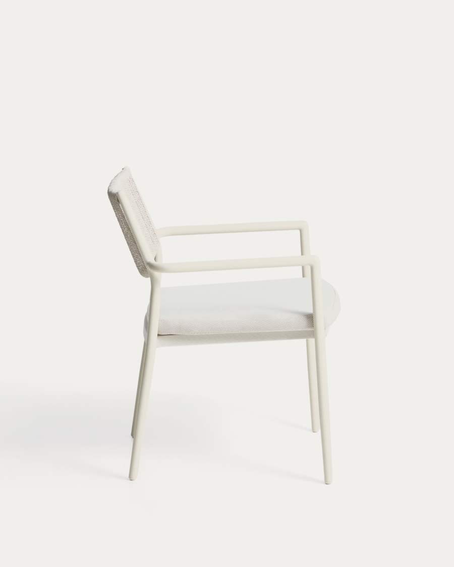 Argasi chair in ecru aluminium and grey synthetic rope cord