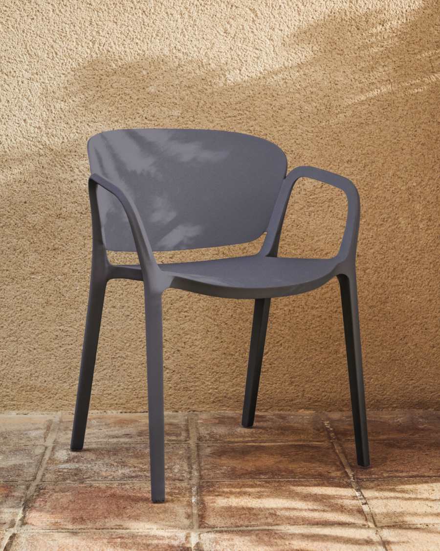Chaise empilable d’extérieur Ania gris foncé