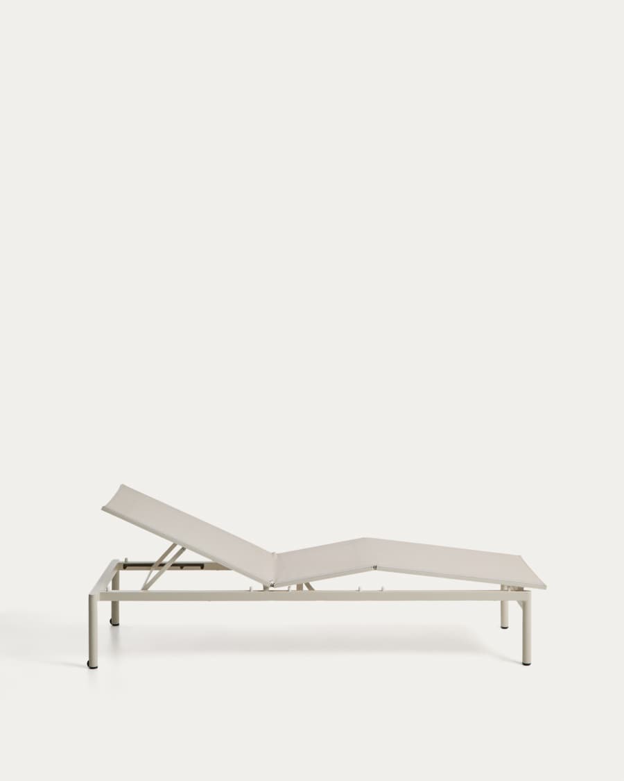 Stackable sun lounger Lesina in ecru aluminium and texteline