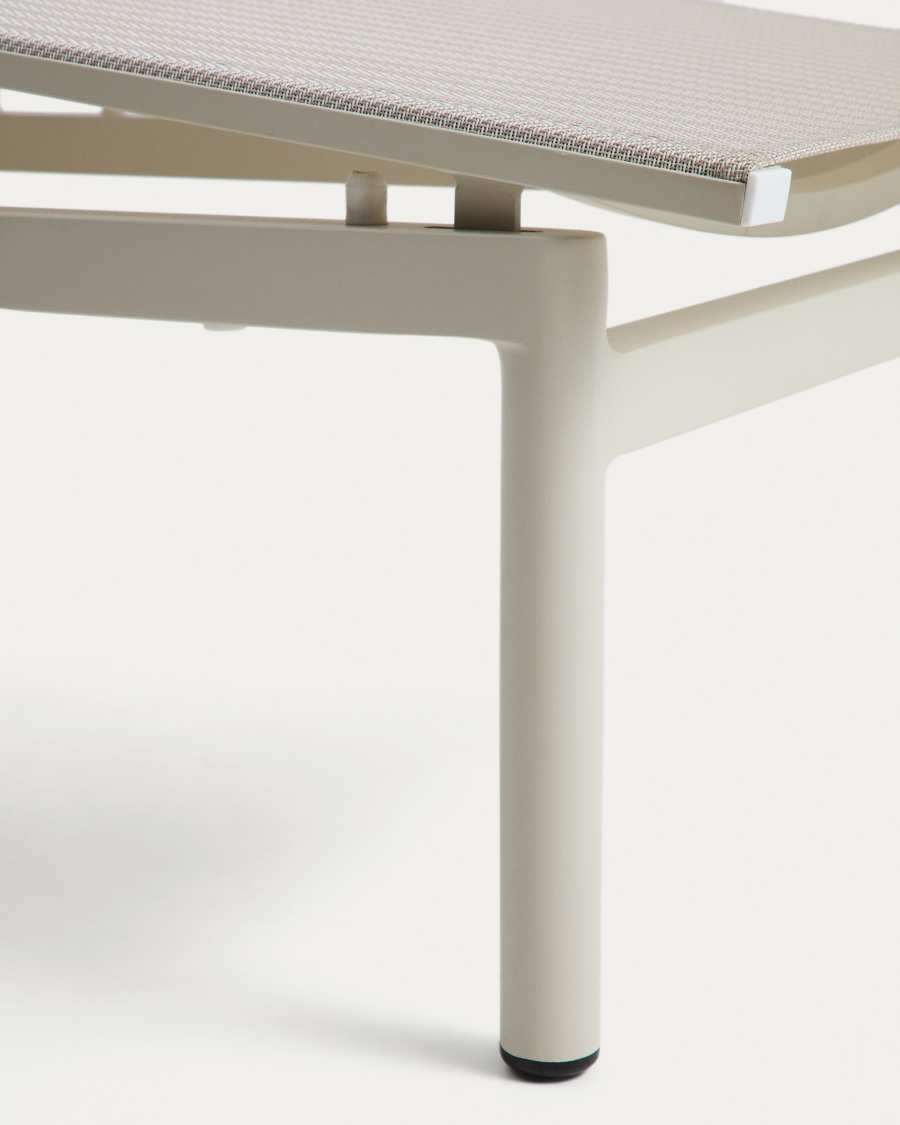Stackable sun lounger Lesina in ecru aluminium and texteline
