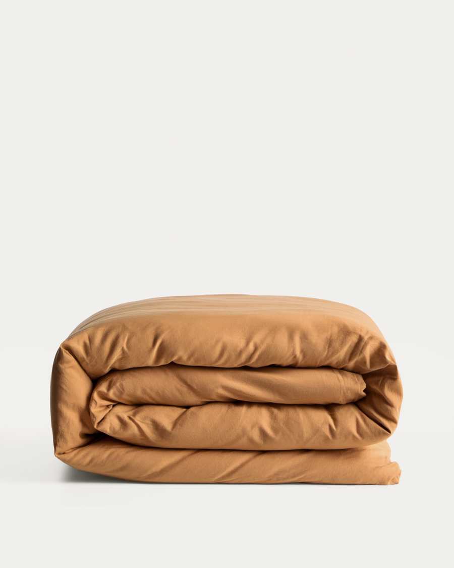 Sirale 100% cotton sateen duvet cover with washed finish in copper for 180 cm bed