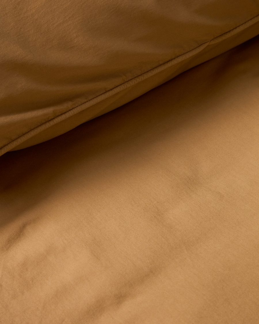 Bettbezug Sirale aus 100 % Baumwollsatin mit Washed-Finish in Kupfer für 150/160-cm-Betten