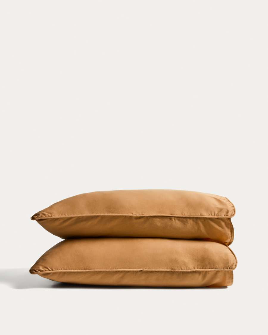 Sirale set of 2 100% cotton sateen pillowcases with washed finish in copper 50 x 70 cm