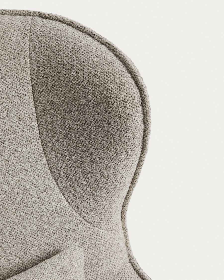 Sorile swivel armchair in beige chenille and steel with black finish FSC 100%