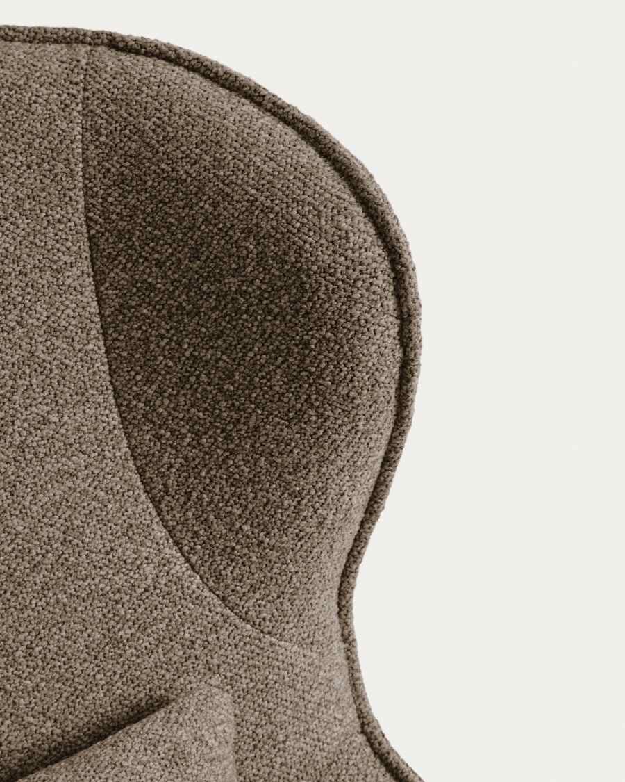 Sorile swivel armchair in brown chenille and steel with black finish FSC 100%