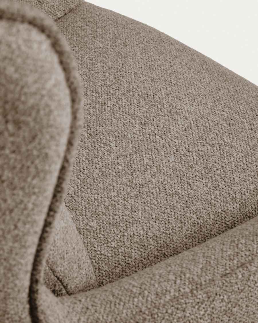 Sorile swivel armchair in brown chenille and steel with black finish FSC 100%