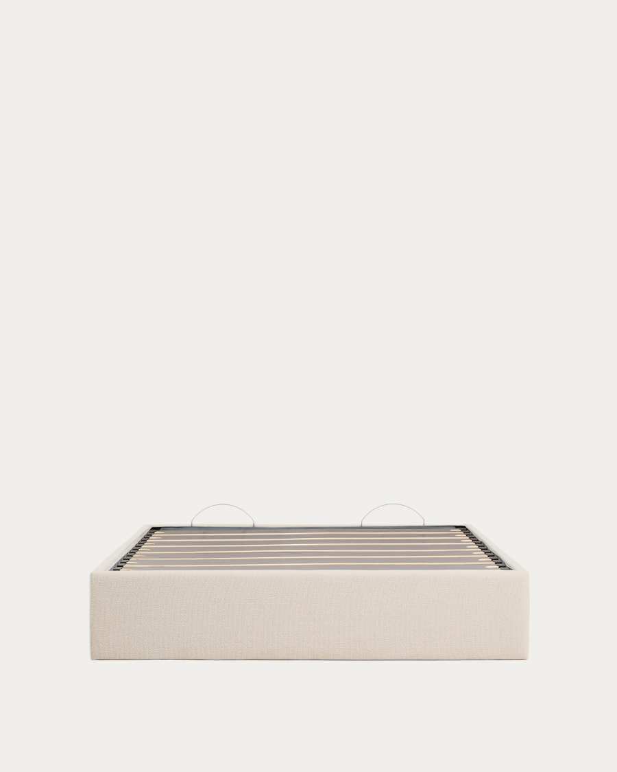 Nelzi uitklapbare bedbodem met opbergruimte met afneembare hoes in ecru chenille voor matras 150 x 200 cm FSC 100%