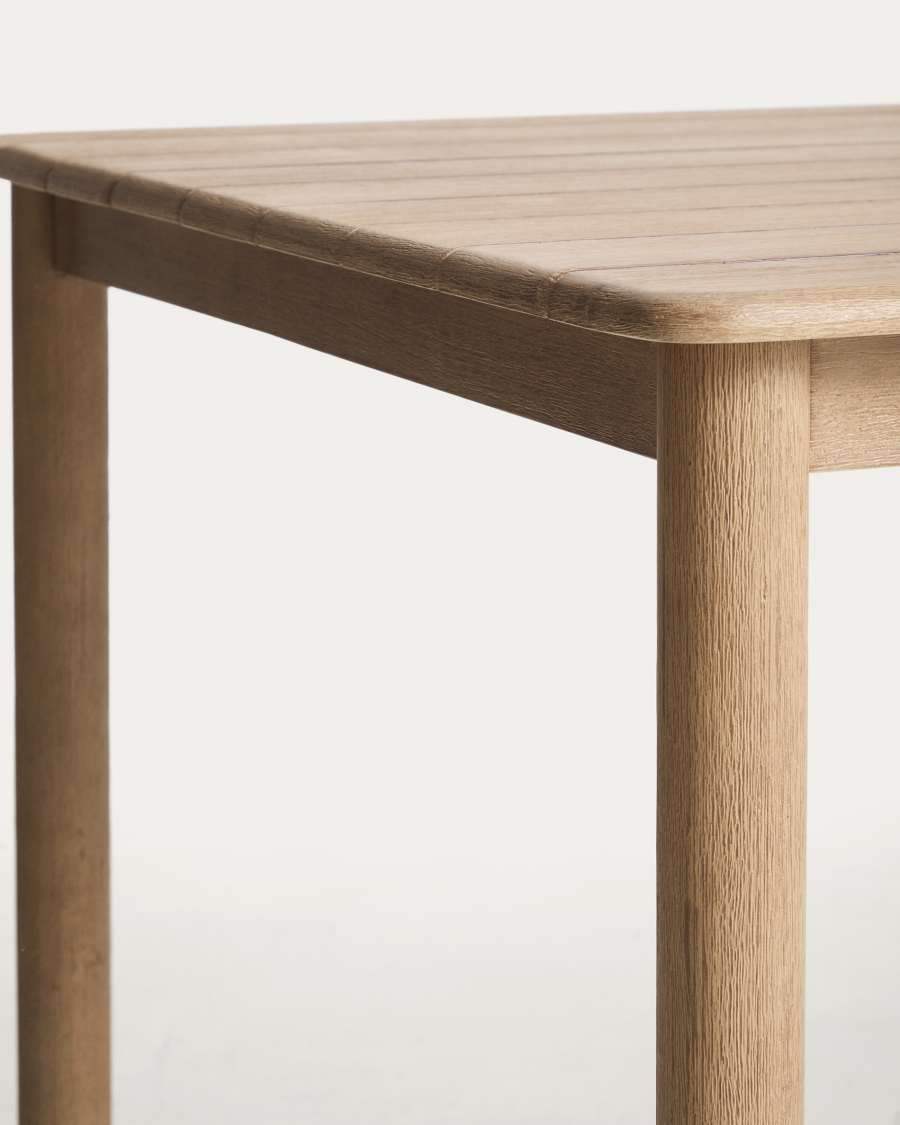 Set with Sori table in solid acacia wood and 6 Alipa chairs in graphite solid acacia wood and rope cord 200 x 100cm FSC 100%