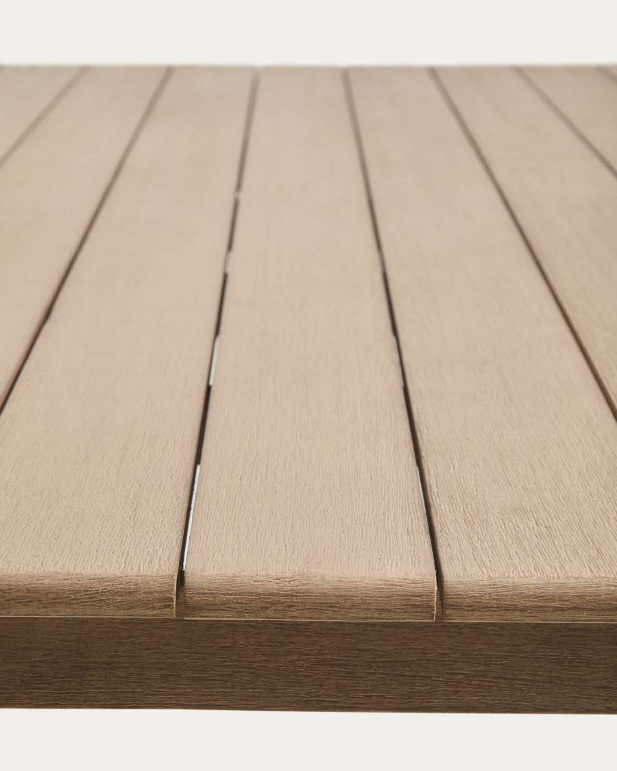 Set with Sori table in solid acacia wood and 6 Alipa chairs in ecru solid acacia wood and rope cord 200 x 100cm FSC 100%