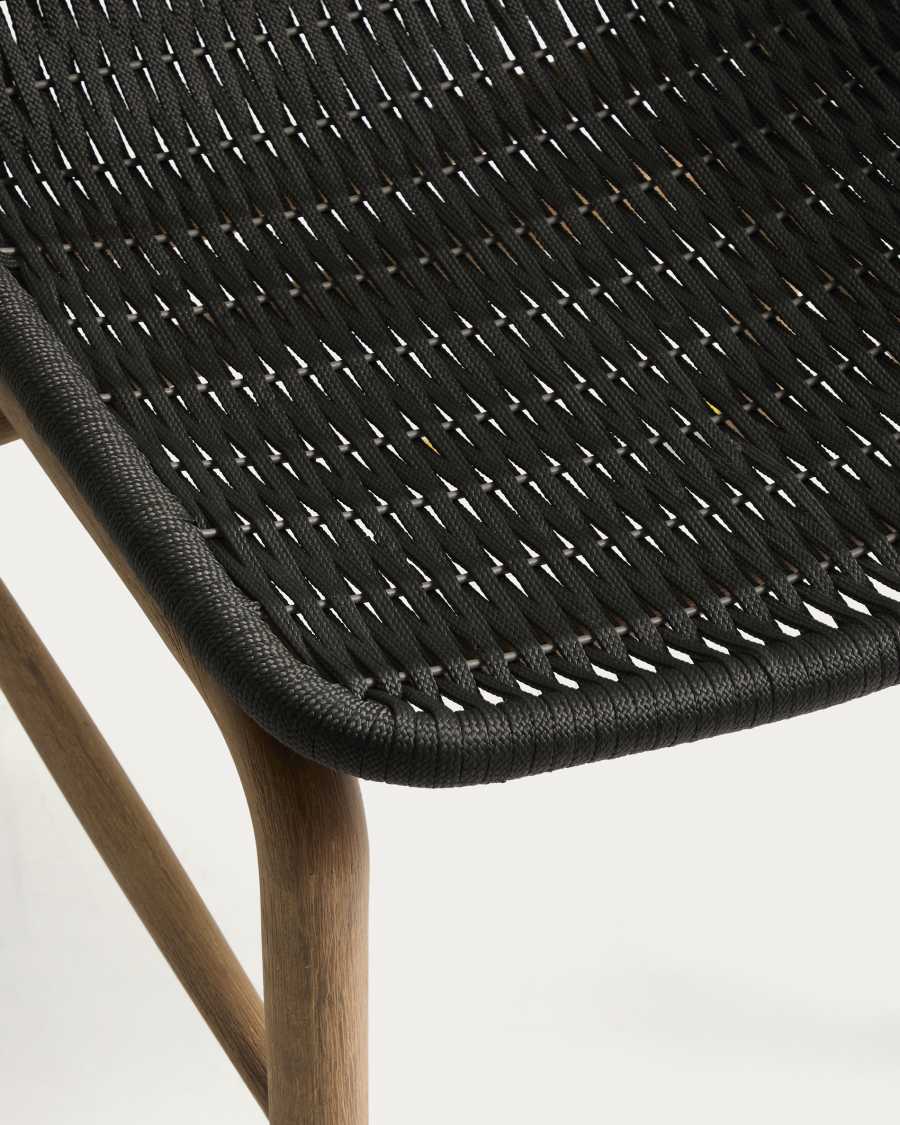 Set with Sori table in solid acacia wood and 6 Alipa chairs in graphite solid acacia wood and rope cord 200 x 100cm FSC 100%