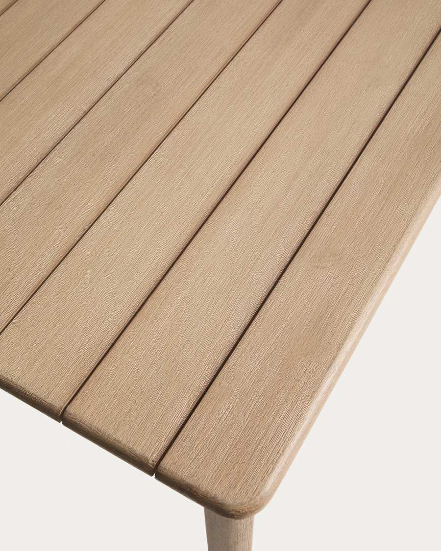 Set with Sori table in solid acacia wood and 6 Alipa chairs in ecru solid acacia wood and rope cord 200 x 100cm FSC 100%