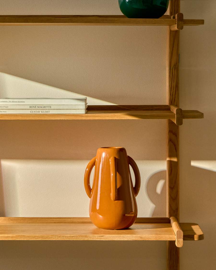 Odra vase in brown ceramic with glossy finish 25.5cm