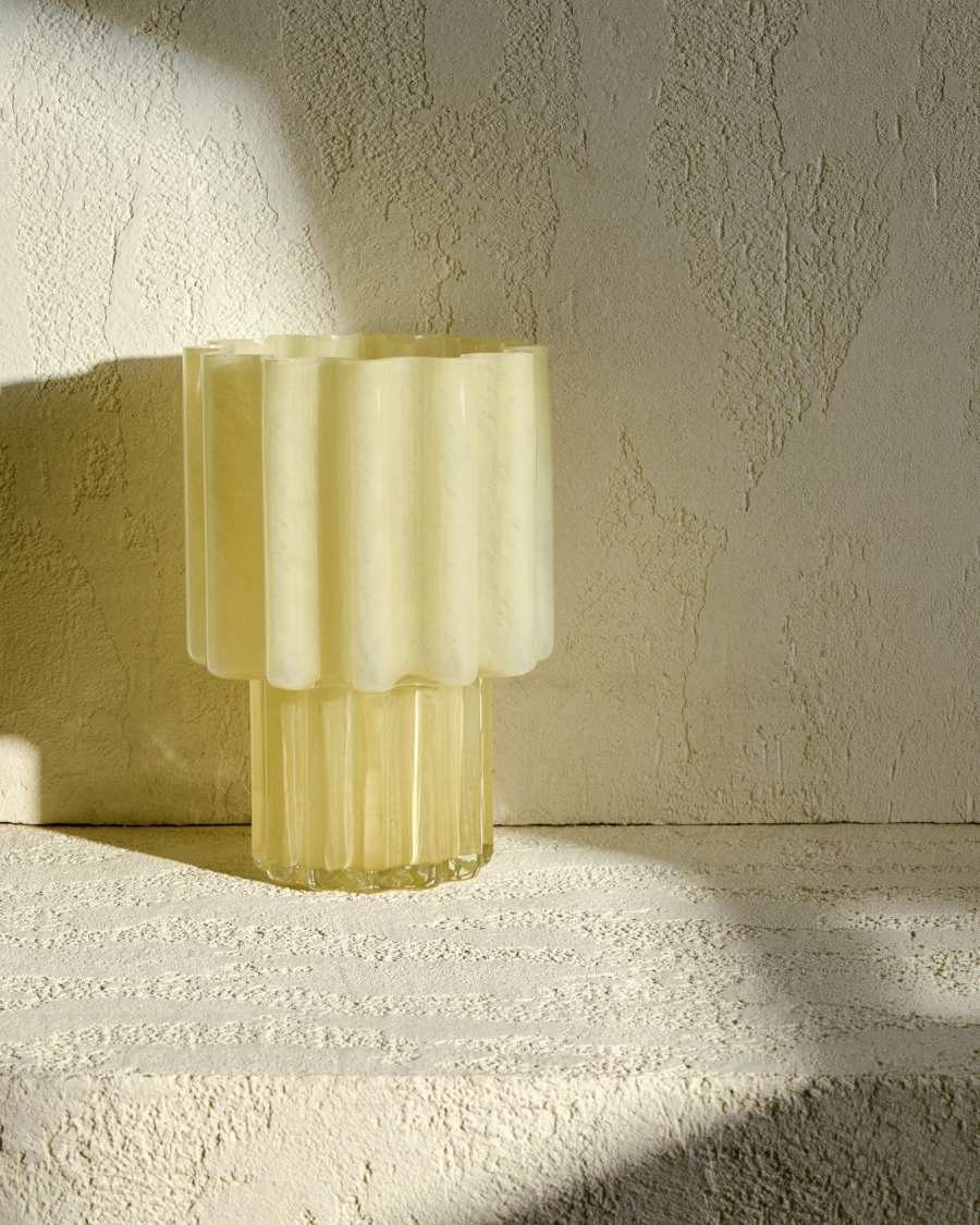 Cristila yellow glass vase 25cm