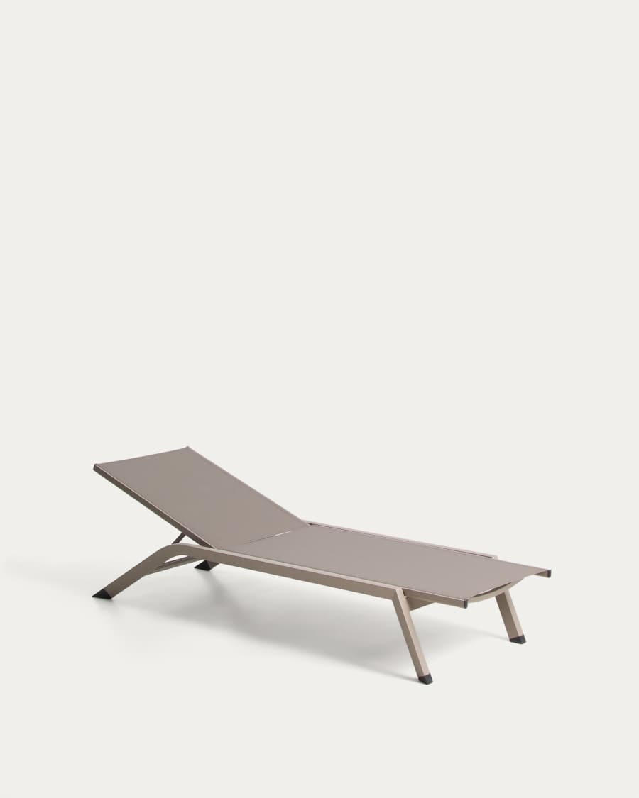 Stackable Capraia sun lounger in taupe aluminium with brown texteline