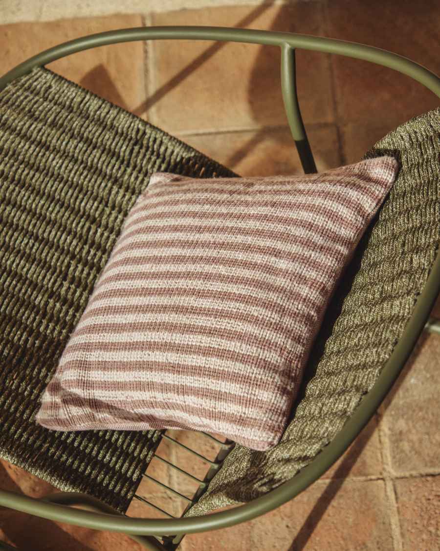 Housse de coussin Dirome 100 % PET rayures beiges 45 x 45 cm