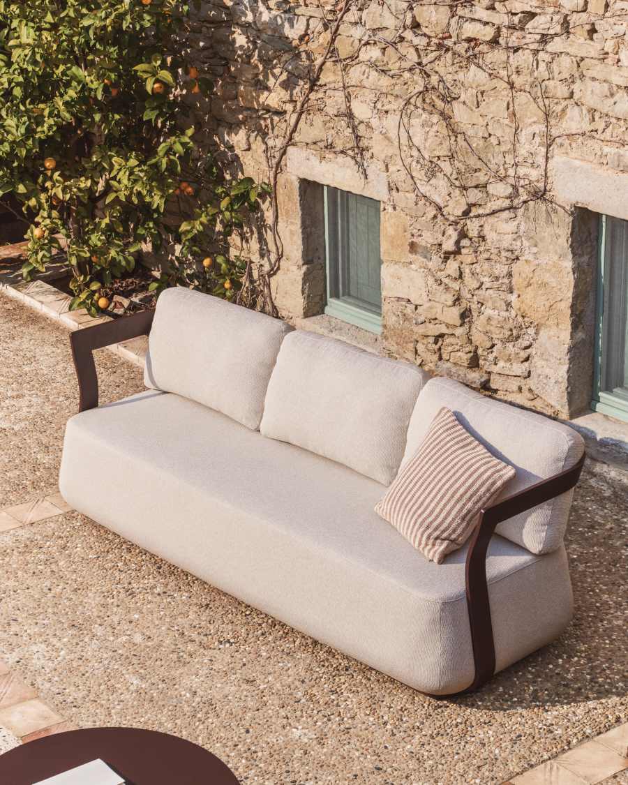 Housse de coussin Dirome 100 % PET rayures beiges 45 x 45 cm