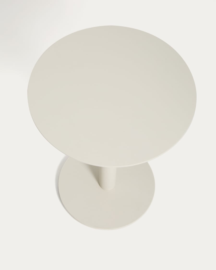 Beistelltisch Asinara aus ecrufarbenem Aluminium, Ø 40 cm