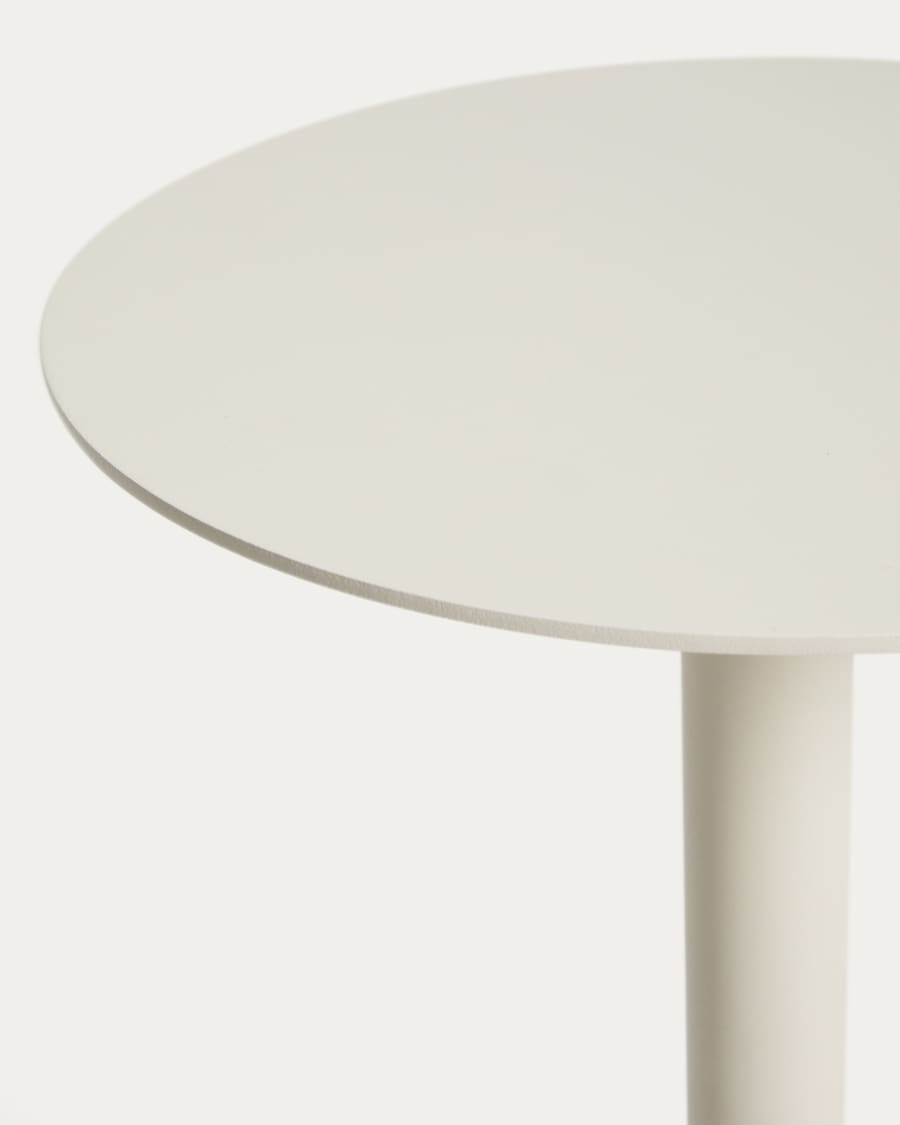 Beistelltisch Asinara aus ecrufarbenem Aluminium, Ø 40 cm