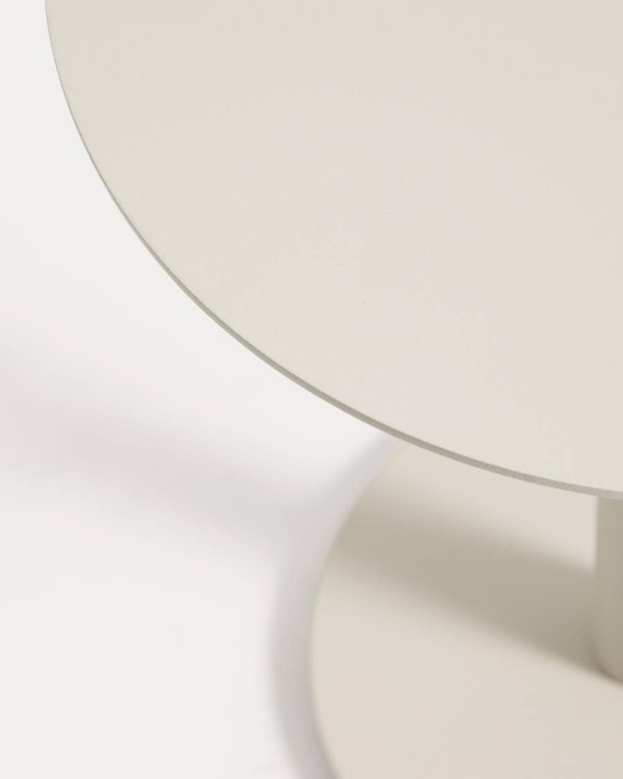 Beistelltisch Asinara aus ecrufarbenem Aluminium, Ø 40 cm