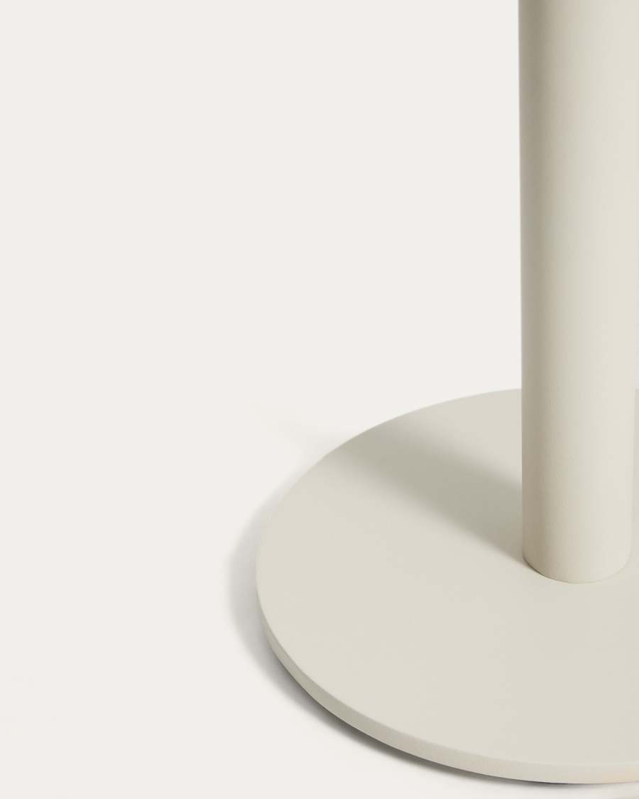 Beistelltisch Asinara aus ecrufarbenem Aluminium, Ø 40 cm