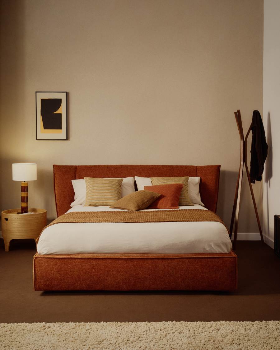 Buy wholesale COMPOSAD | Bed from the GLOBO line with 4 storage drawers, Queen size bed with storage, (WxHxD) 125.80x95.60x220.20 cm, Honey Oak and White lacquered oak colour, Made in Italy