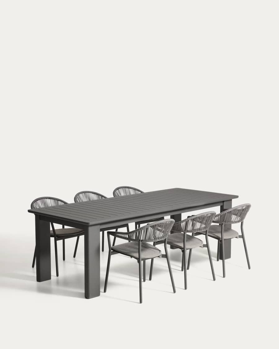 Livorno extendable table set in graphite aluminium with 6 Alimia chairs ...