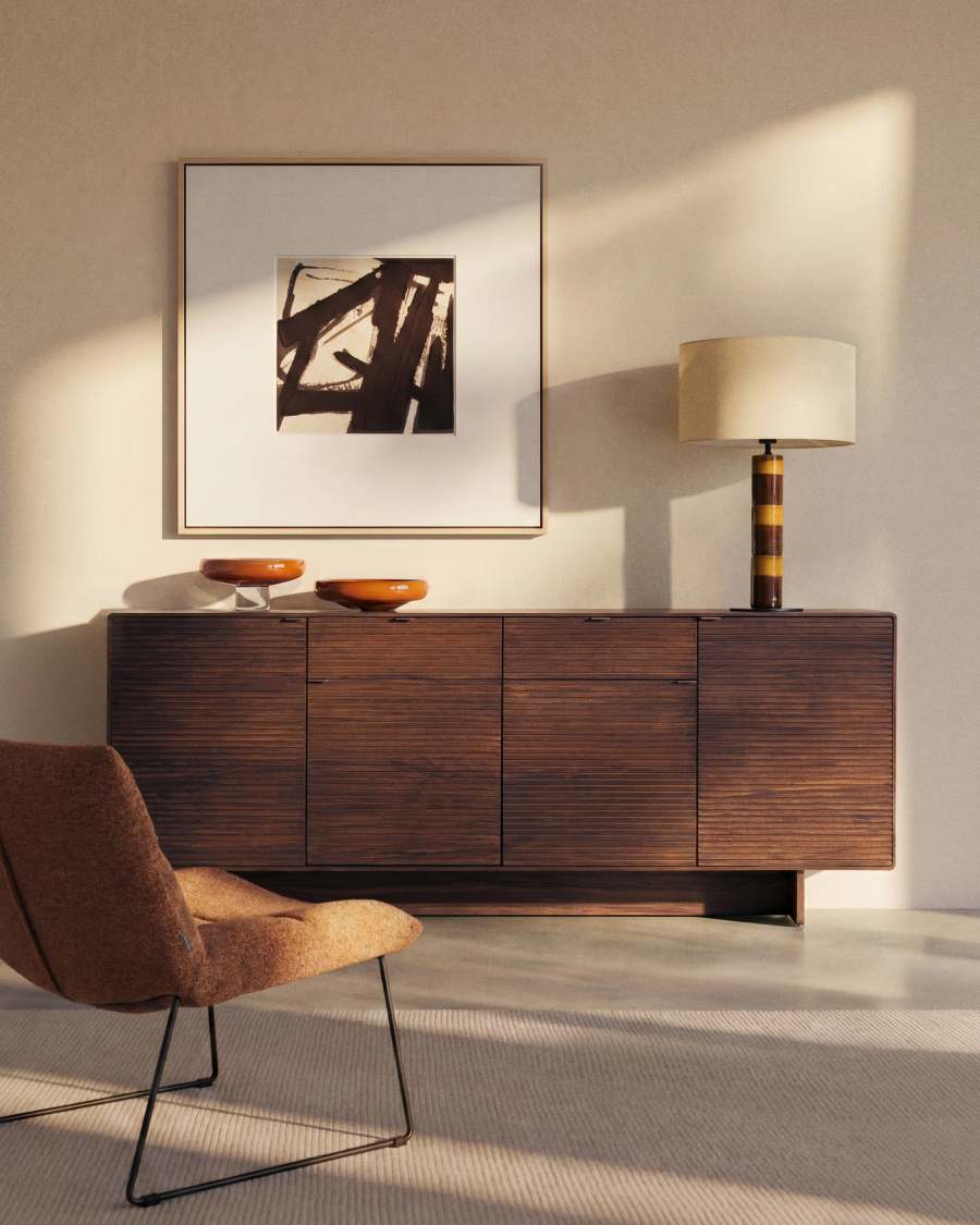Norlen sideboard with 4 doors and 2 drawers in walnut veneer FSC