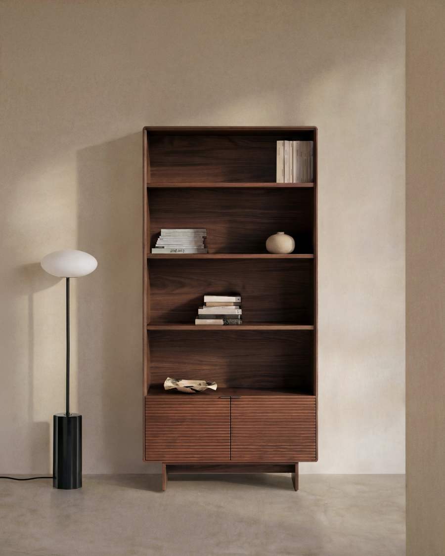 Norlen shelving unit in walnut veneer FSC Mix Credit 90 x 190 cm