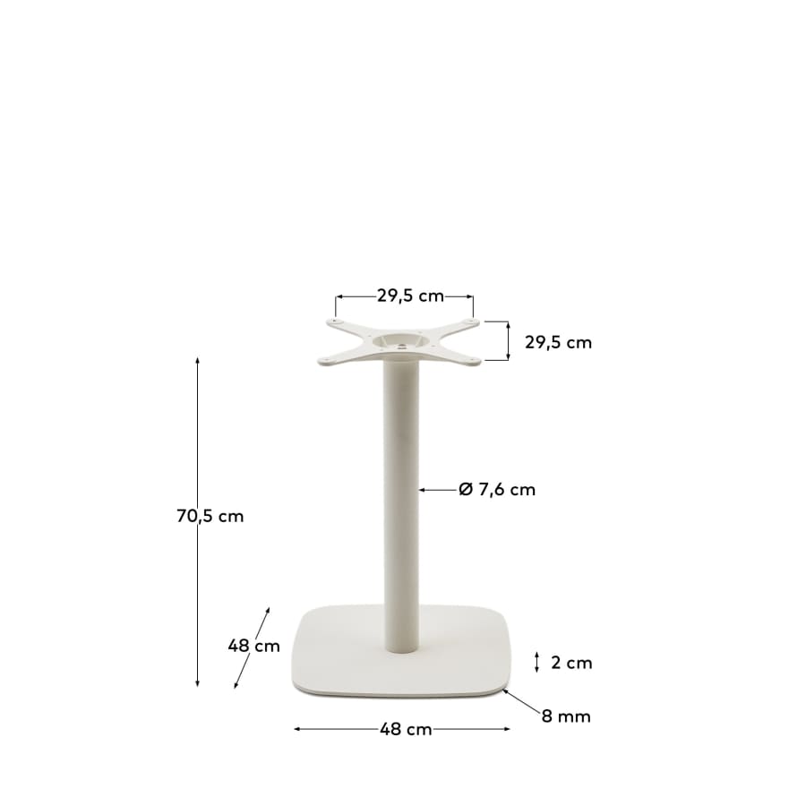 Dina bar-table leg with square metal base in a painted white finish