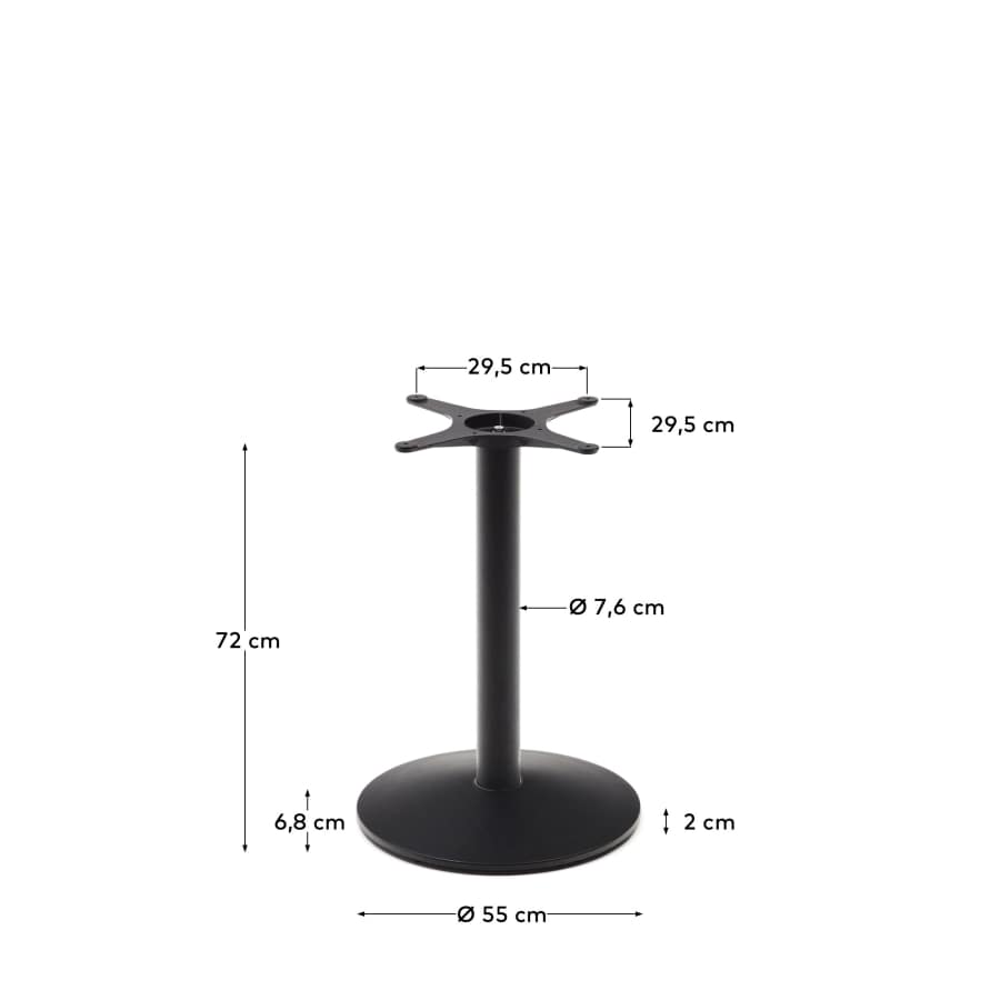 Esilda bar-table leg with large round metal base in a painted black finish