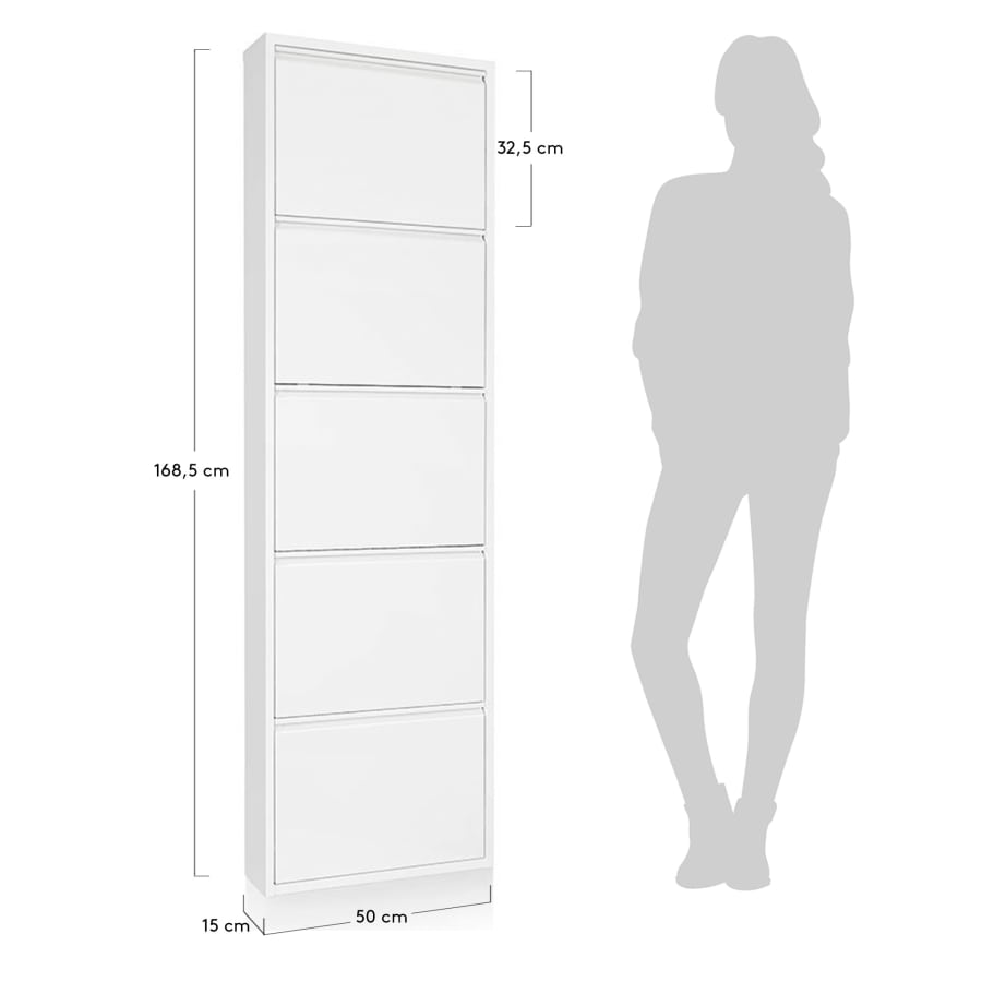 Ode Schuhschrank 50 x 168,5 cm 5-türig weiß