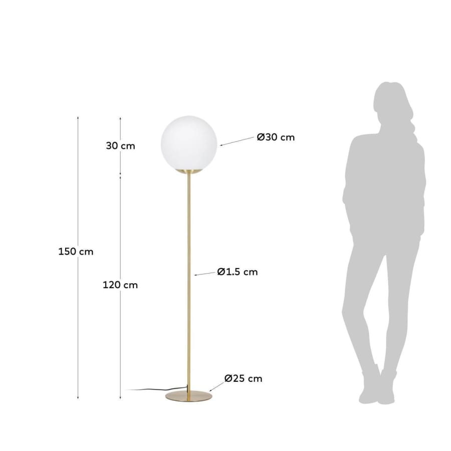 Mahala floor lamp in steel and frosted glass